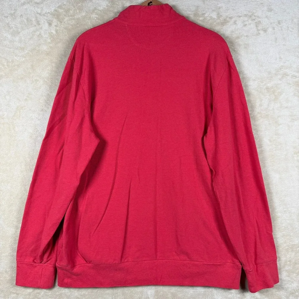 Polo Ralph Lauren Red Long Sleeve 1/4 Zip Pullover Blue Pony Casual Layering XL‎